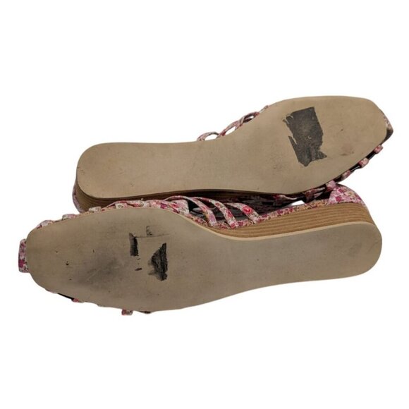 Jeffrey Campbell Kithira Micro Wedge Sandals Pink Floral Womens Size 8 - Picture 6 of 6